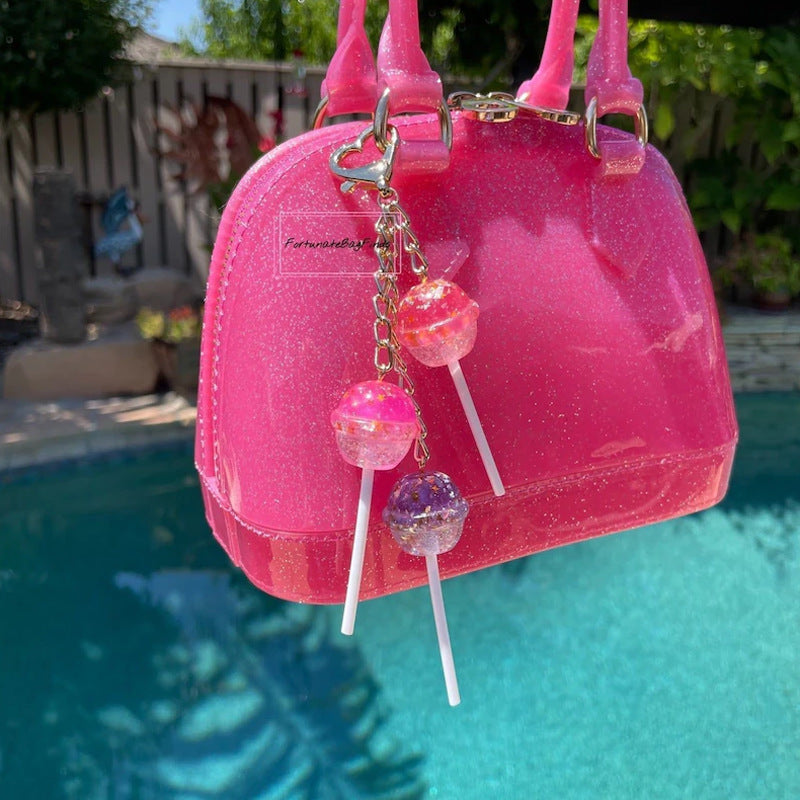 TEMU Shiny Lollipop Keychain, Cute Student Accessories, Exquisite Three-dimensional Fruit Bag Pendant, Holiday Gift, Fun Keychain