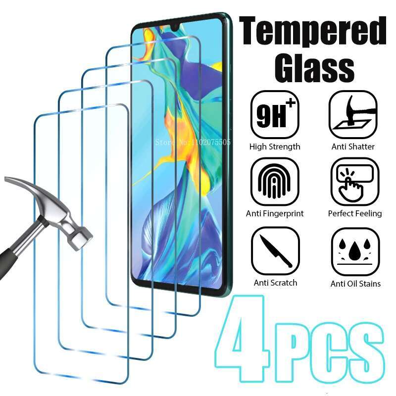 4PCS Tempered Glass For Huawei P30 Pro P20 P40 E P Smart Z 2019 2021 Mate Screen Protector for Honor 12 20 10 Lite X8 9X