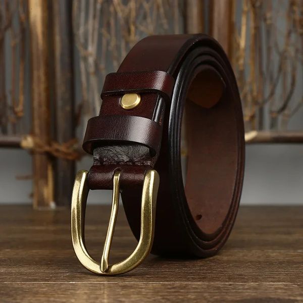 3.3CM one layer denim high-quality mens real belt mens belt brass buckle jeans denim Cintos 241126