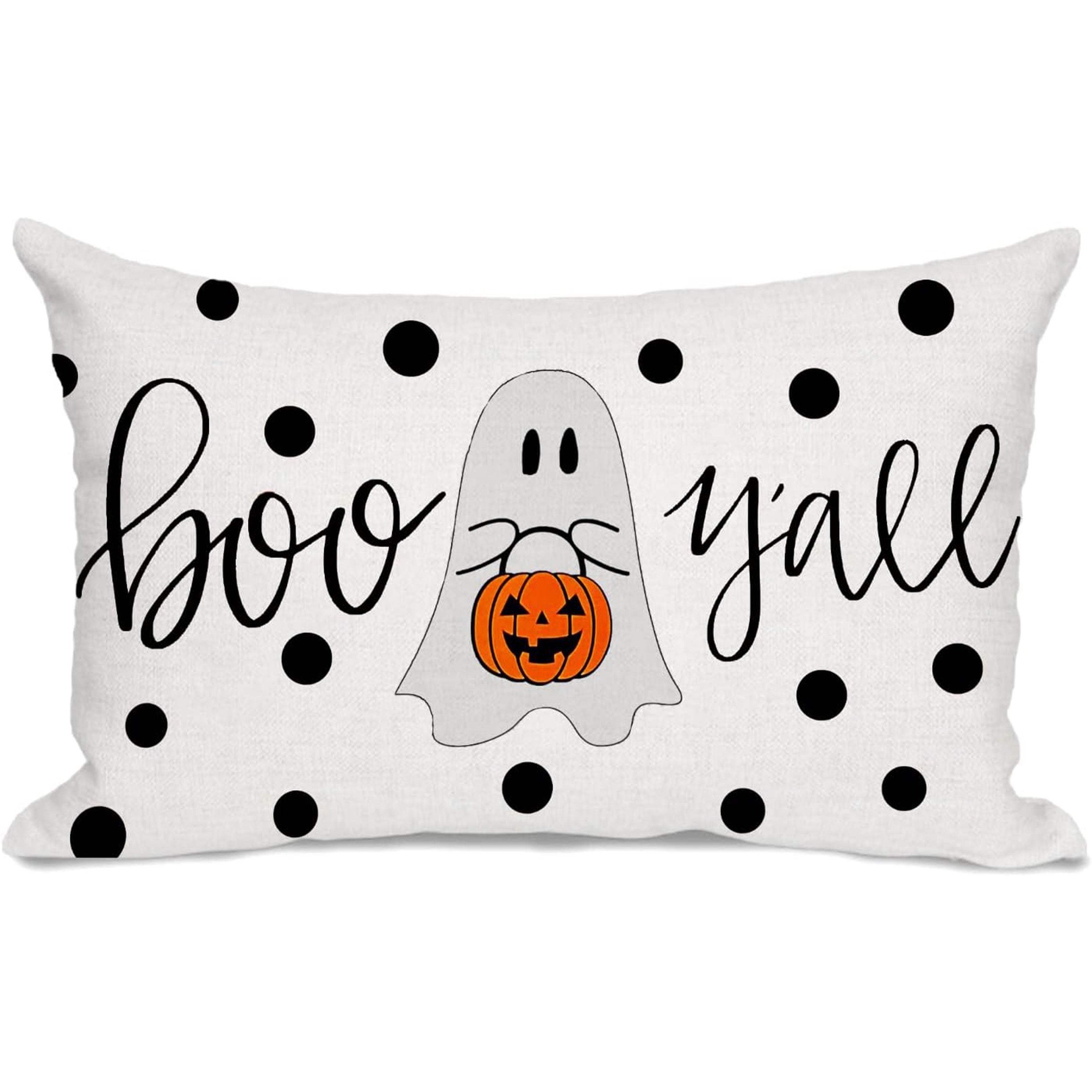 TEMU Rustic Farmhouse Halloween Pillowcase - Boo & , Black Background, Sofa & Bedroom Decor (no Insert)