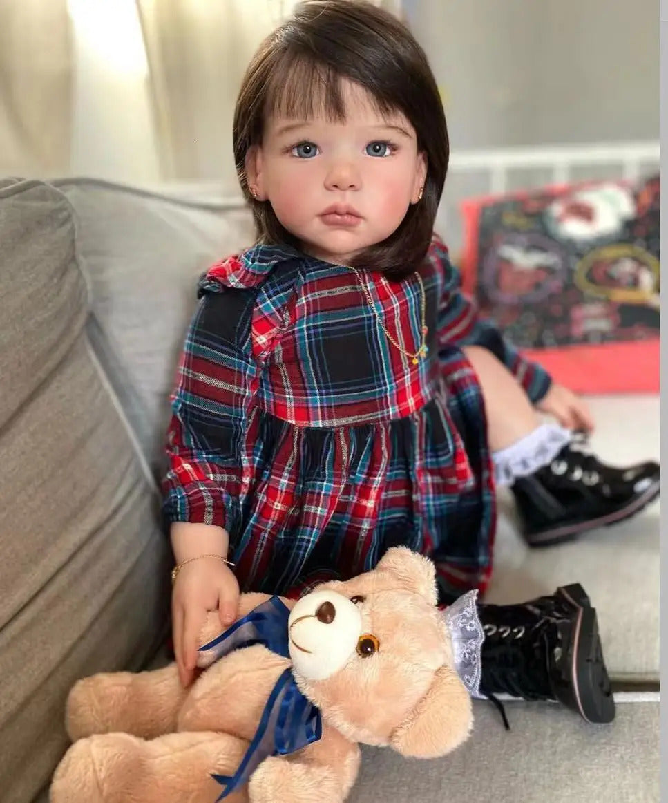 Dolls FBBD Customized Limited Supply 28inch Reborn Baby Lily With Hand-Rooted Brown Hair Already Finished Doll Christmas Gift 231023