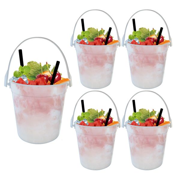 Tabletop Wine Racks 5Pcs Plastic Cocktail Buckets For Drinks Anything But A Cup Party Ideas Reusable Punch Bowls 1 Liter Ice Bucket Smoothie