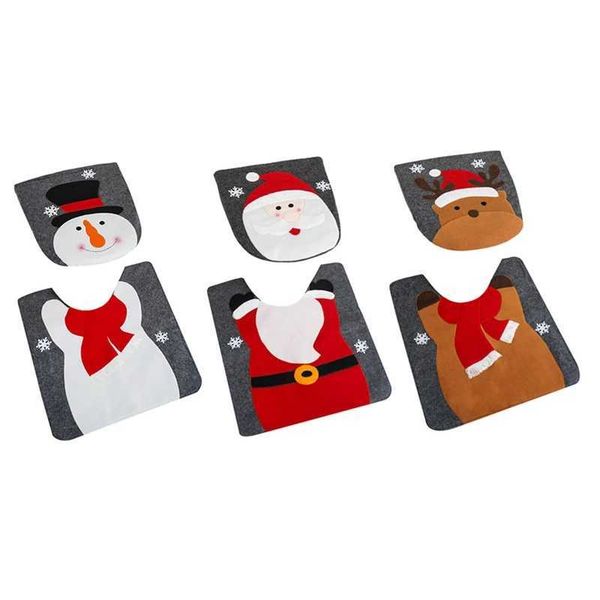 Christmas toilet seat cover and carpet set Christmas decoration bathroom reindeer style durable W241204