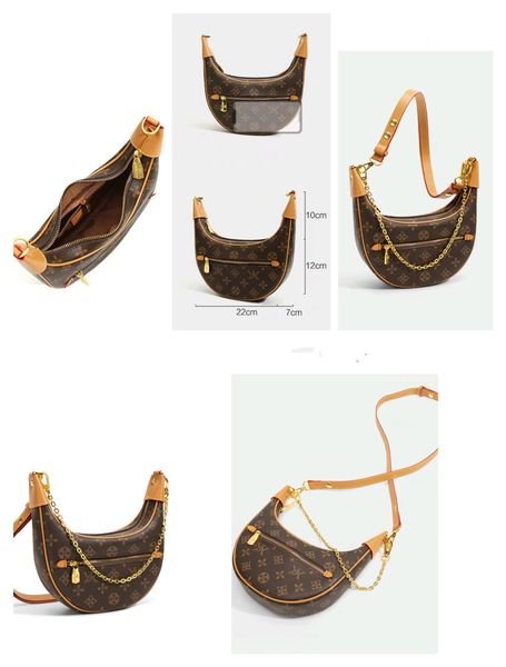 New Fashion Handbag Luxury Designer Bag Luxury Cowhide Material Metal Chain Crescent Bag Casual Paired with Crossbody Shoulder Bag 677