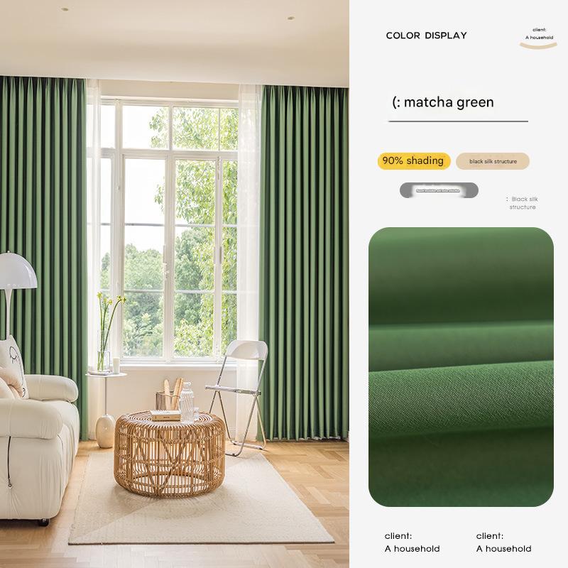 YL-36774 cream blackout curtain 2025 new thickened bedroom living room hook-style light luxury modern simple bay window