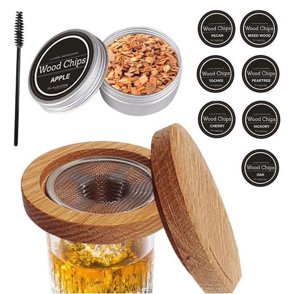 10pcs-lot Bar Tools Cocktail Whiskey Smoker Kit with 8 Different Flavor Fruit Natural Wood Shavings for Drinks Kitchen Bar Accessories Tools