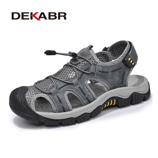 DEKABR Fashion New Summer Soft Genuine Leather Sandals Large Size Quality Outdoor Non-Slip Comfort Beach Men Shoes 8133