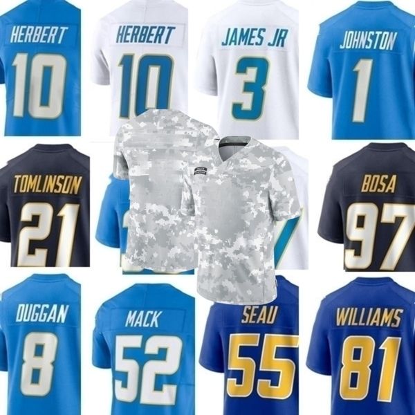 Chargers Jersey Justin Herbert J.K. Dobbins Ladd McConkey Daiyan Henley Taylor Heinicke Gus Edwards Kimani Vidal Joshua Palmer Football Salu