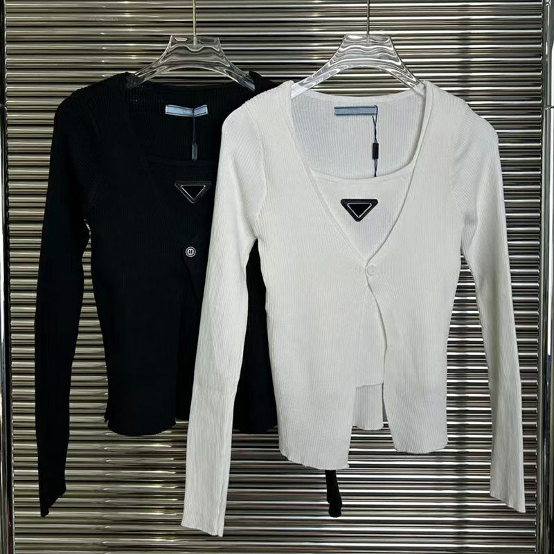 Women&#039;s Sweaters Two Piece Knitting 2023 Autumn Spring O-Neck Long-Sleeve Inside Loose Pieces Tops Women More Chice Slim