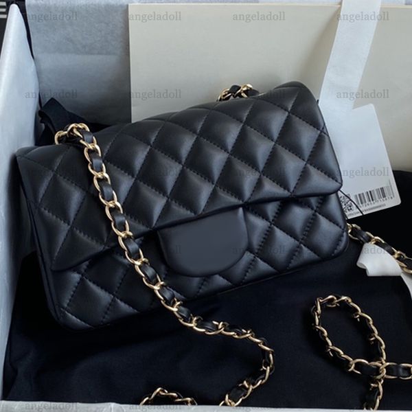 10A Mirror Quality Designer Mini Classic Flap Bags 20cm Womens Rectangle Handbag Real Leather Caviar Lambskin BLack Quilted Purse Crossbody