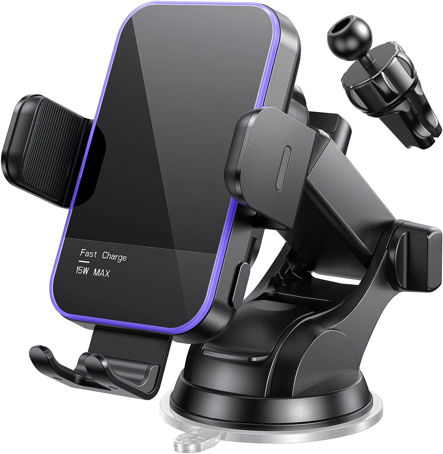 Wireless Car Charger 15W Auto Clamping Phone Holders for Your car fit for iPhone 16 15 14 Mini Pro Max, Samsung Galaxy S25 Ultra S24 S23+, etc, Fath