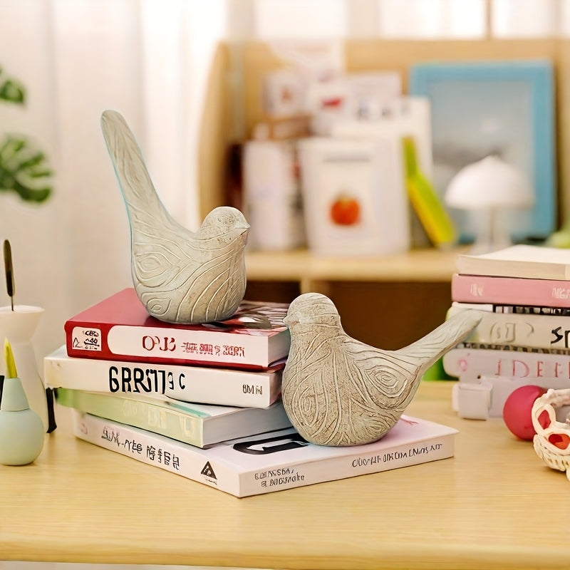 TEMU 2pcs Set Rustic Resin Birds, Vintage Wood Grain , Peace & , Farmhouse Decor Accents For Room Types, Indoor & Outdoor Use, No Electricity Needed