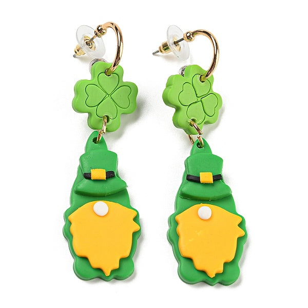 Boucles d'oreilles pendantes en argile polymère de la Saint-Patrick