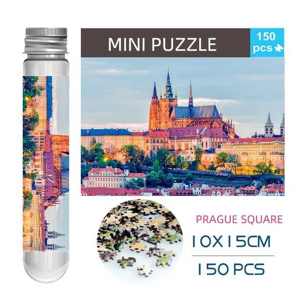 150PCS Mini Test Tube Jigsaw Puzzles Prague Square Decompression Toy Landamark Puzzle Fridget Puzzle Game Family Decoration LX241024