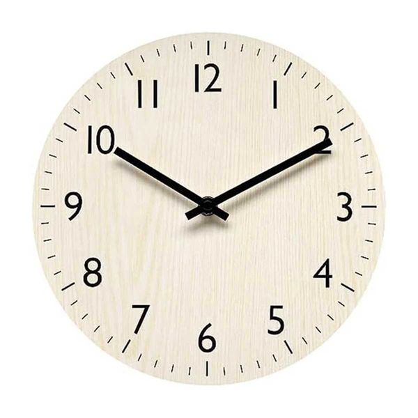 Wall Clock Light Wood Grain Clocks Simple-Design Clock Non Ticking Wall Clocks Decorative for Bathroom Kitchen Etc DecorM240731