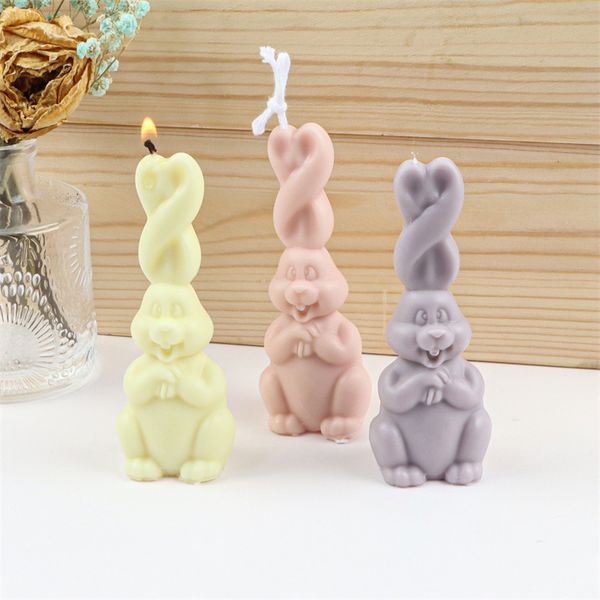 Silicone Molds Easter Party 3D Twist Braid Bunny Craft Art Candle Mold DIY Handmad Candles Tools