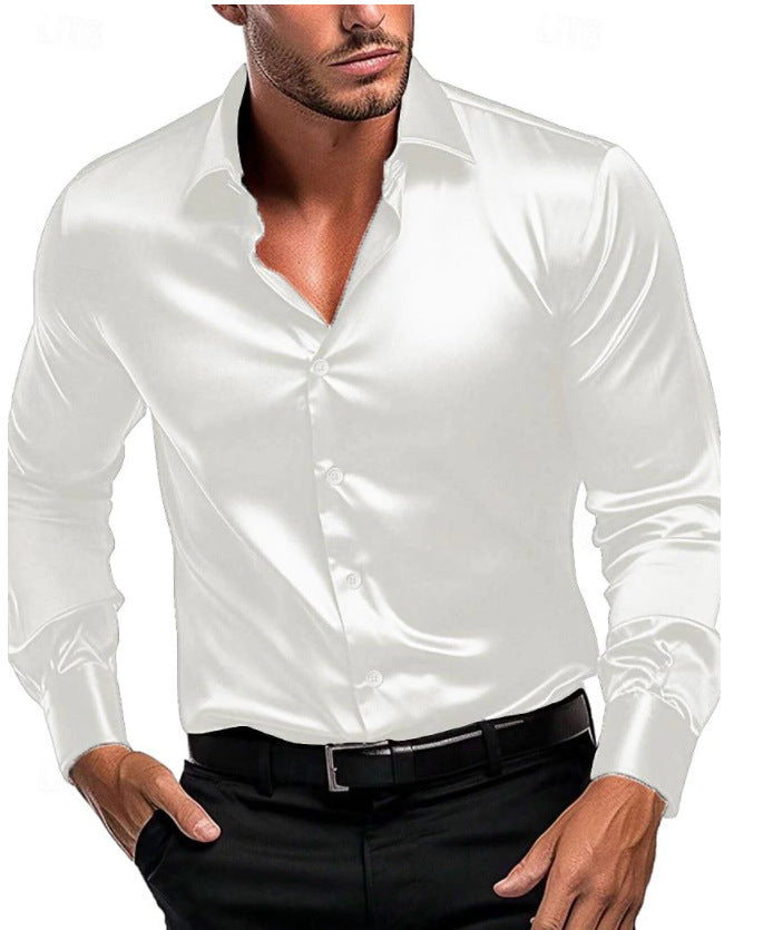 Men&#039;s Casual Shirts Satin Silk Shirts Men Clothing Camisa Masculina Chemise Homme Camisas De Hombre Blouses Ropa Hombre Roupas Masculinas cloth
