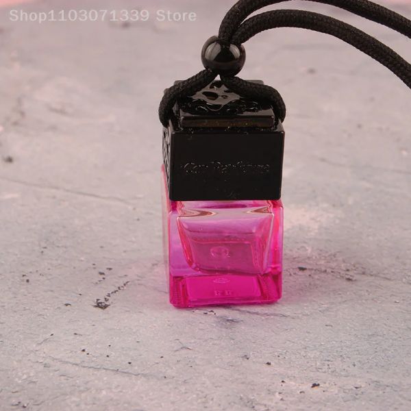 1PC 8ML car perfume bottle accessories empty bottle black cap color square bottle air freshener fragrance bottle car pendant