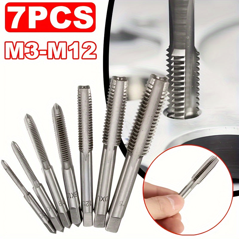 TEMU Piece Hss Metric Thread Tap Set - Right Handed Use, Straight Flutes For Smooth Tapping - M3-m12 Size, Plug Taps And Drills - Durable Hand Tool
