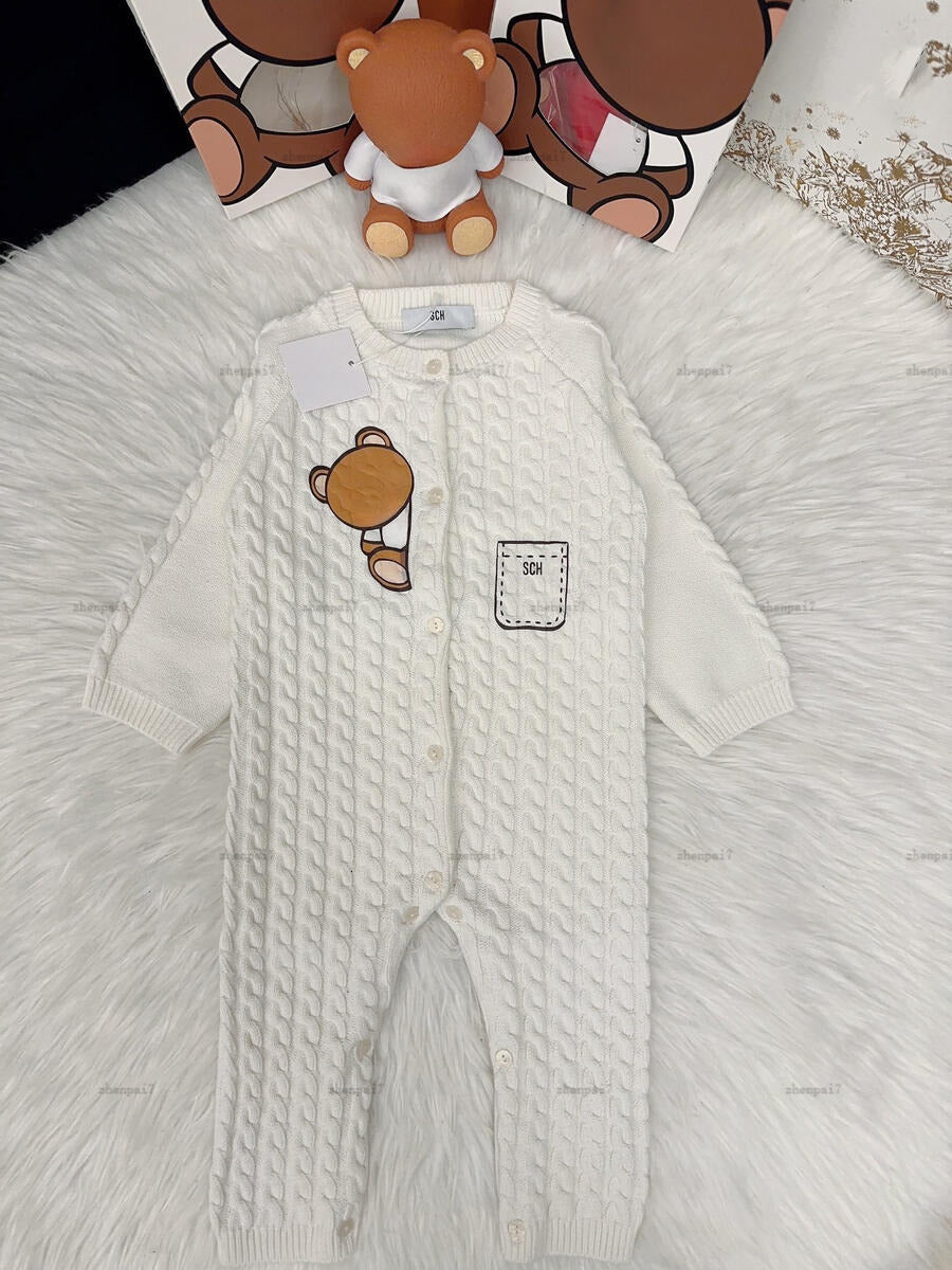 Top newborn jumpsuits Twist braiding design toddler romper designer Baby clothing Knitted infant bodysuit A388X11N096