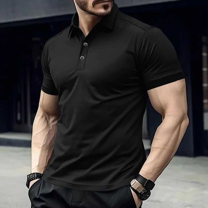 Cross border Summer Mens Polo with Polo Collar and Button Up Solid Color Large Casual Sports Polo ShirtXJ240920