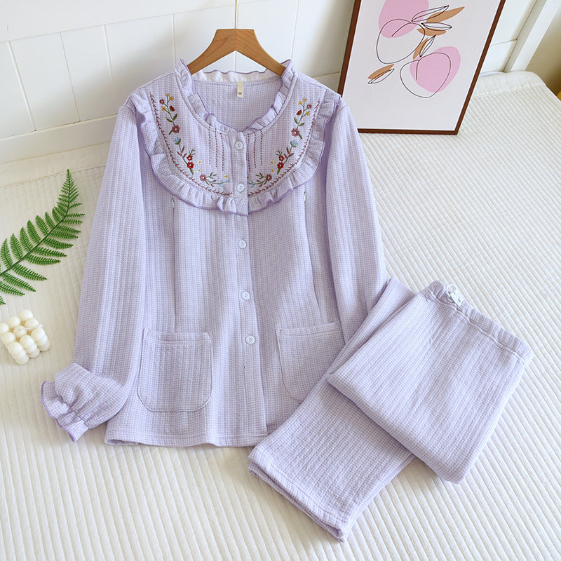 2024 Multiple Autumn-Winter Air Layer Postpartum Clothes with Three Layers of Cotton and October Set for Pregnant Women, Breastfeeding Sleepwear