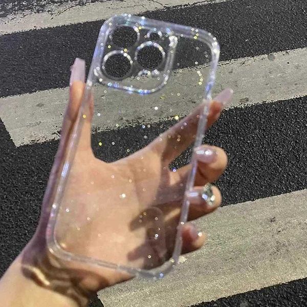 Cell Phone Cases Soft Glitter Transparent Phone Case For iPhone 11 12 13 14 15 16 Pro Max Plus Shockproof Silicone Clear Bumper Cover z25011