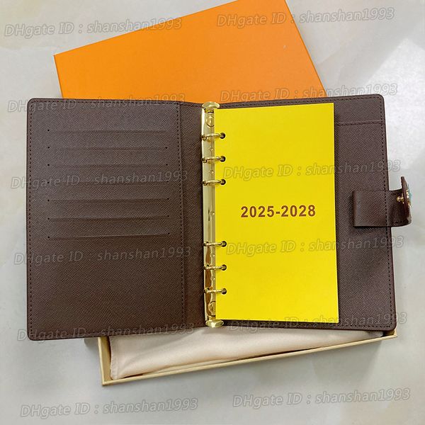 Fashion Accessories Desk Elegant Medium Ring Agenda Cover Canvas Credit Card Slots Notepad Notebook Memo Large Leather Protective Case Passp