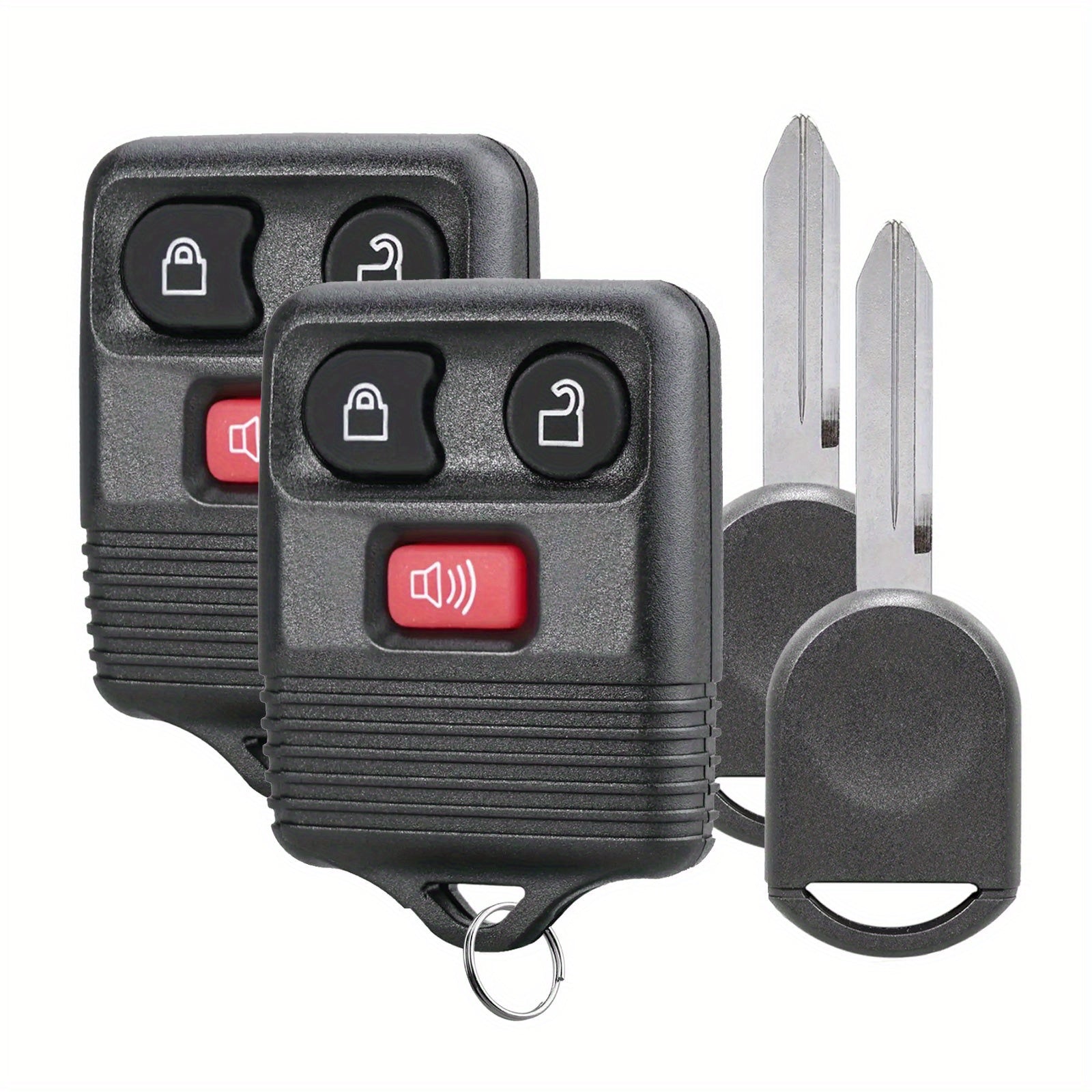 TEMU 2pcs Replacement 3 Button Remote Key Fob + Ignition Chip Key For Ford For F150 For For F350 For 2004 2005 2006 2007 2008 2009 2010 For Fccid