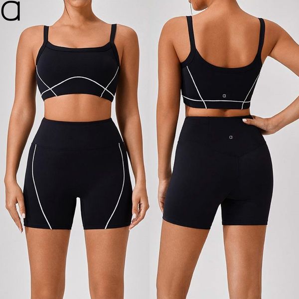 A492 Women Yoga Bra Shorts Shock-proof Sports Underwear and Peach Hip Lift Short Pant Set Fiess Running Clothing Llzg