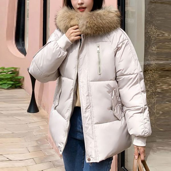 Hooded Overcoat Parka 3XL Down Padded Jacket Women Winter Cotton Coat Jackets Loose Korean Zipper Outerwear Female 241211
