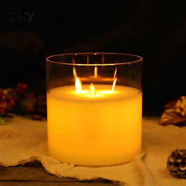 Flameless Candles Battery Operated Flickering Candles with 6-Hour Timer Real Wax Moving Wick Glass Candle for Home DecorC241224