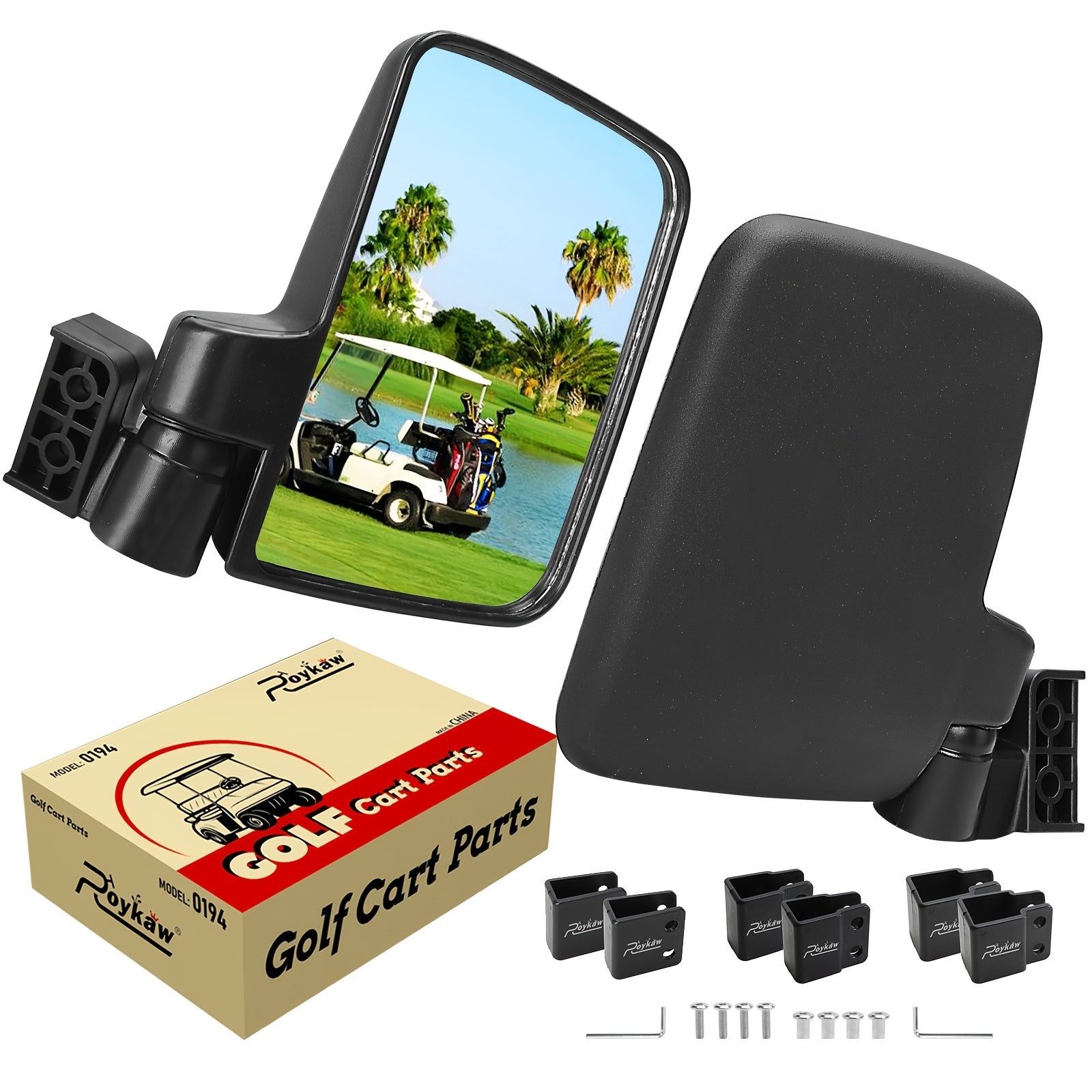 TEMU Roykaw Golf Cart Mirrors, No Drilling, For , , - 0.75"-1.25" Square Frame, Bracket, More Sturdy, Convex Design, Larger Viewing Range
