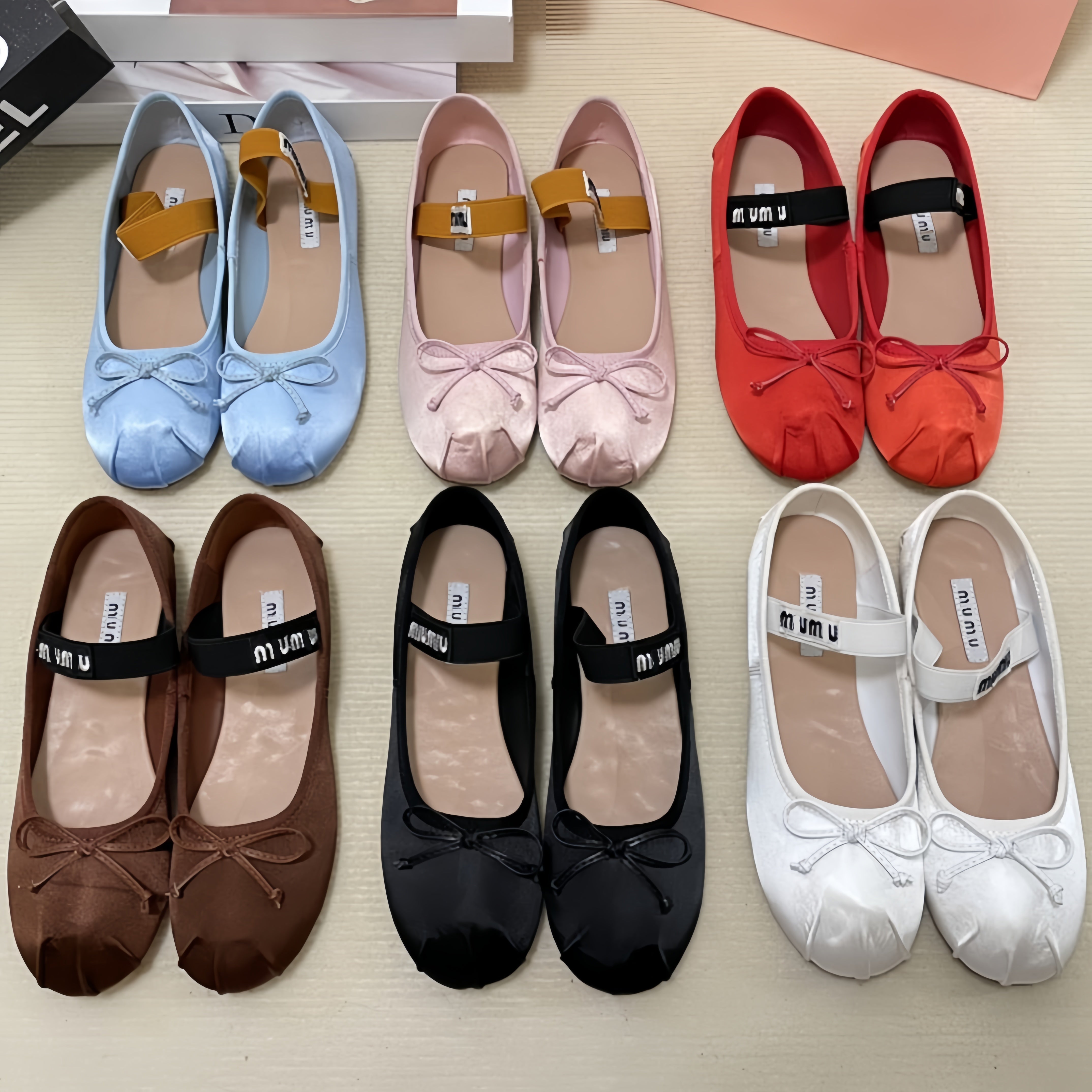 Women flat Ballet miumiuu shoe Woman Shoes Designer Casual Shoes Ballet Satin ballerinas mm Platform Bowknot Single Shoe flat sandals women Loafers