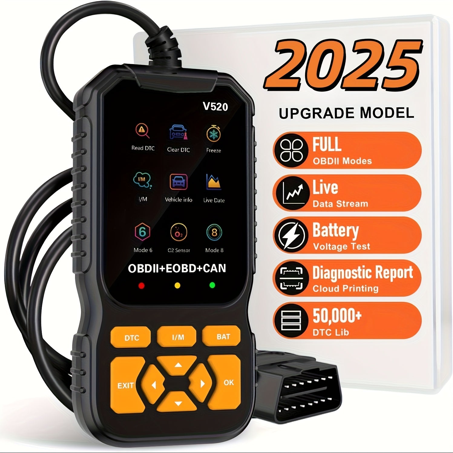TEMU Advanced Obii Scanner, Engine Fault Code Reader With Vin Recognition, Real-time Data Streaming, Fault Indicator Check Professional Diagnostic