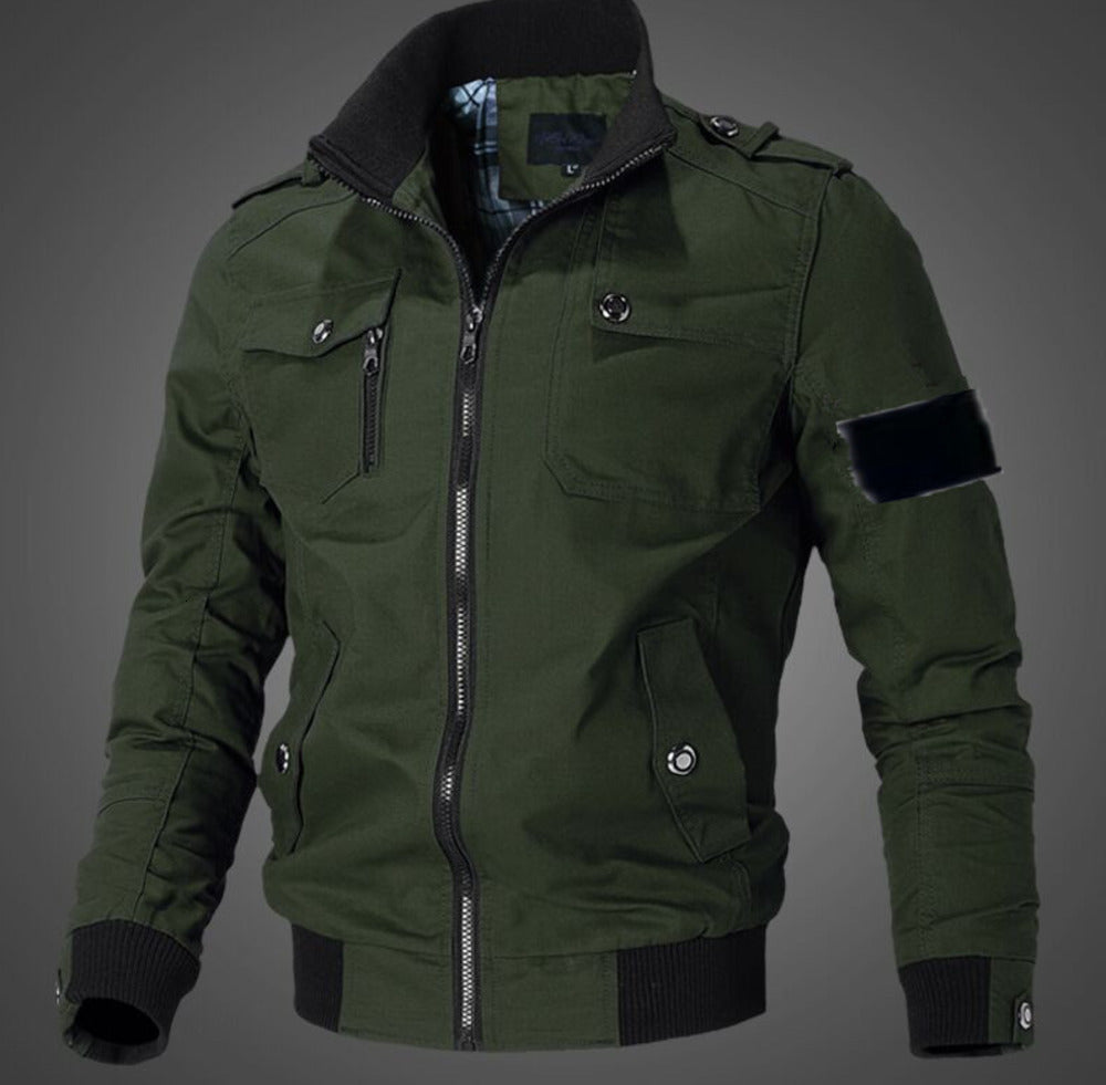 25ss Brand men&#039;s jackets for middle-aged and young people, stand-up collar cardigans, cotton cloth, retro style men&#039;s outerwear, warm spri