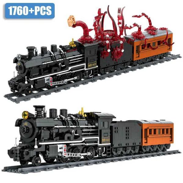 Blocks City MOC 1760pcs Classic Retro Steam Train Model Building Blocks Kit DIY Railway Track Monster Train Bricks Toys For Kids Gifts Y2411
