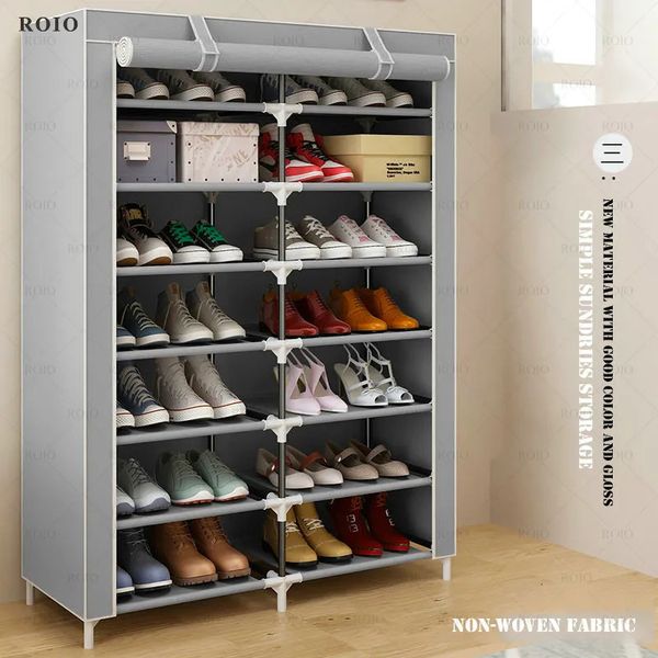 Storage Holders Racks Double Row Shoe Cabinet Nonwoven Fabric Dustproof Saving Space Boots Shoes Organizer Stand Holder Large Capacity Shoe
