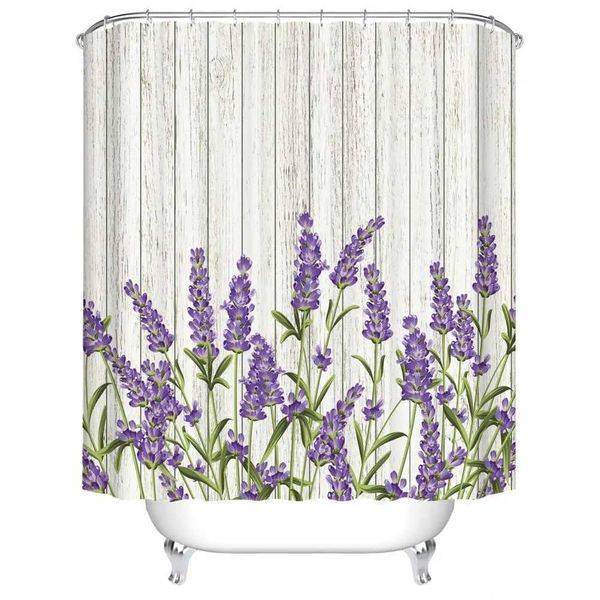 Lavender Printed Bathroom Divider Shower Curtain Waterproof Decorative Shower Curtain Washable Tree-Size Bath Panel Y250116