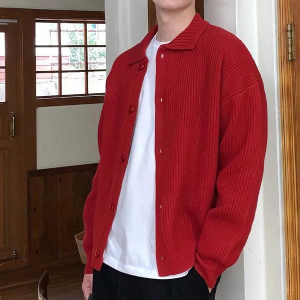 Men&#039;s Sweaters Mens Trend Red Green Daily Baggy Sweaters Button Cozy Knitted Cardiga Stylish ThermalSolid Color Long Sleeve Outerwears