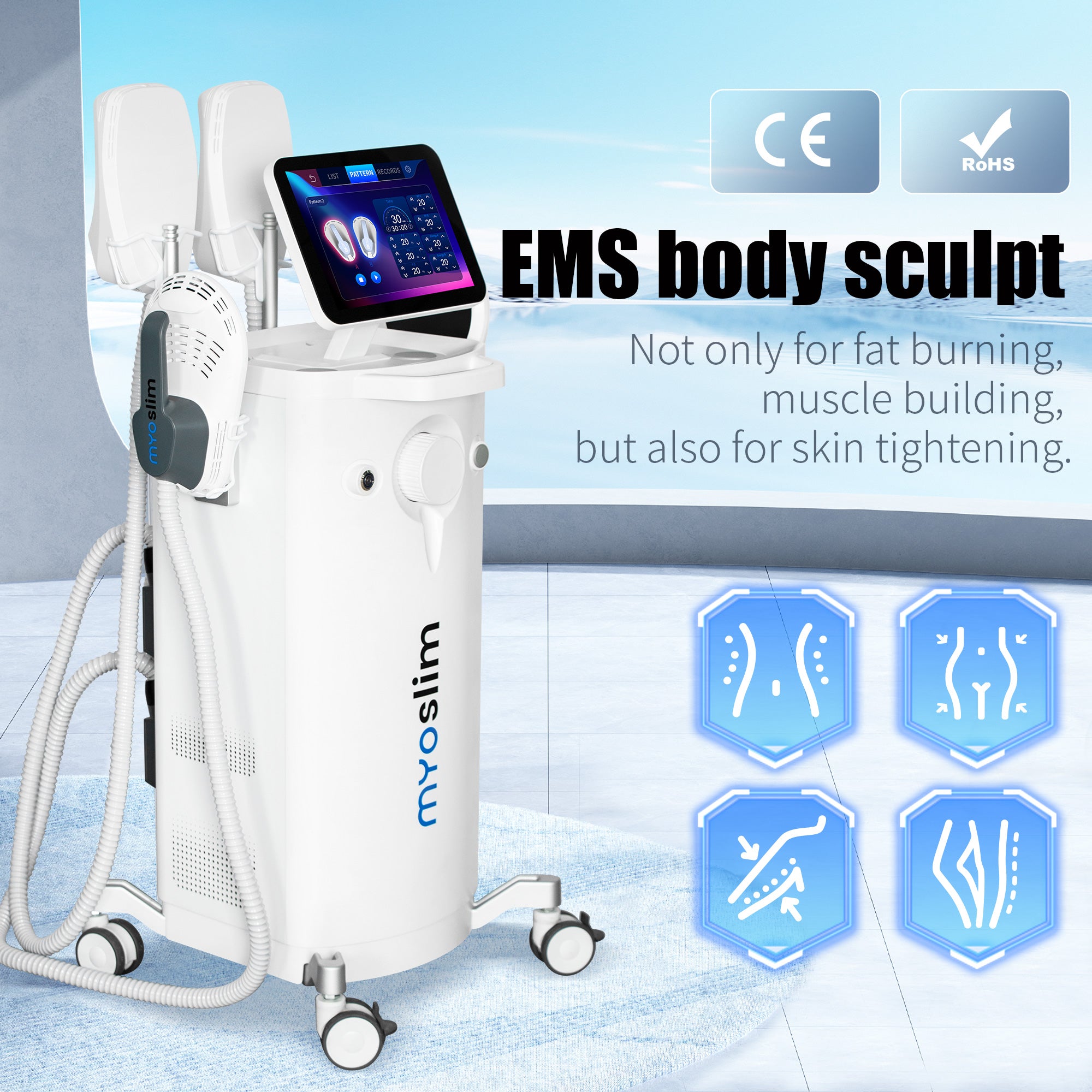 Professional Myoslim Slimming Machine 6500W EMS and RF Beauty Device Full-Body Electrical Muscle Stimulation Machine