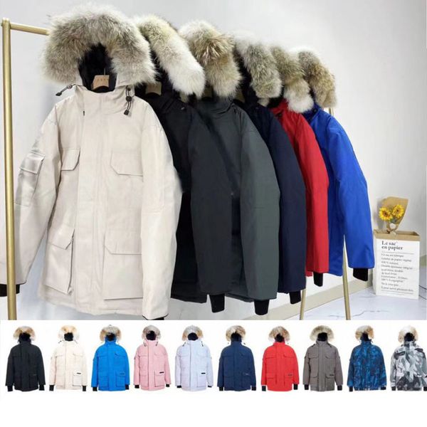 Mens Down puffer Jackets Veste Homme Outdoor Winter Jassen Outerwear Big Fur Hooded Fourrure Manteau Down Jacket Coat