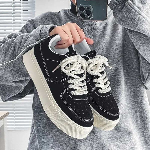 2024 homens tênis fi outono novos sapatos de tela clássica de lona respirável Casual Shoes Casual Padrão Lace Up Sapatos Vcani For Men Z2412