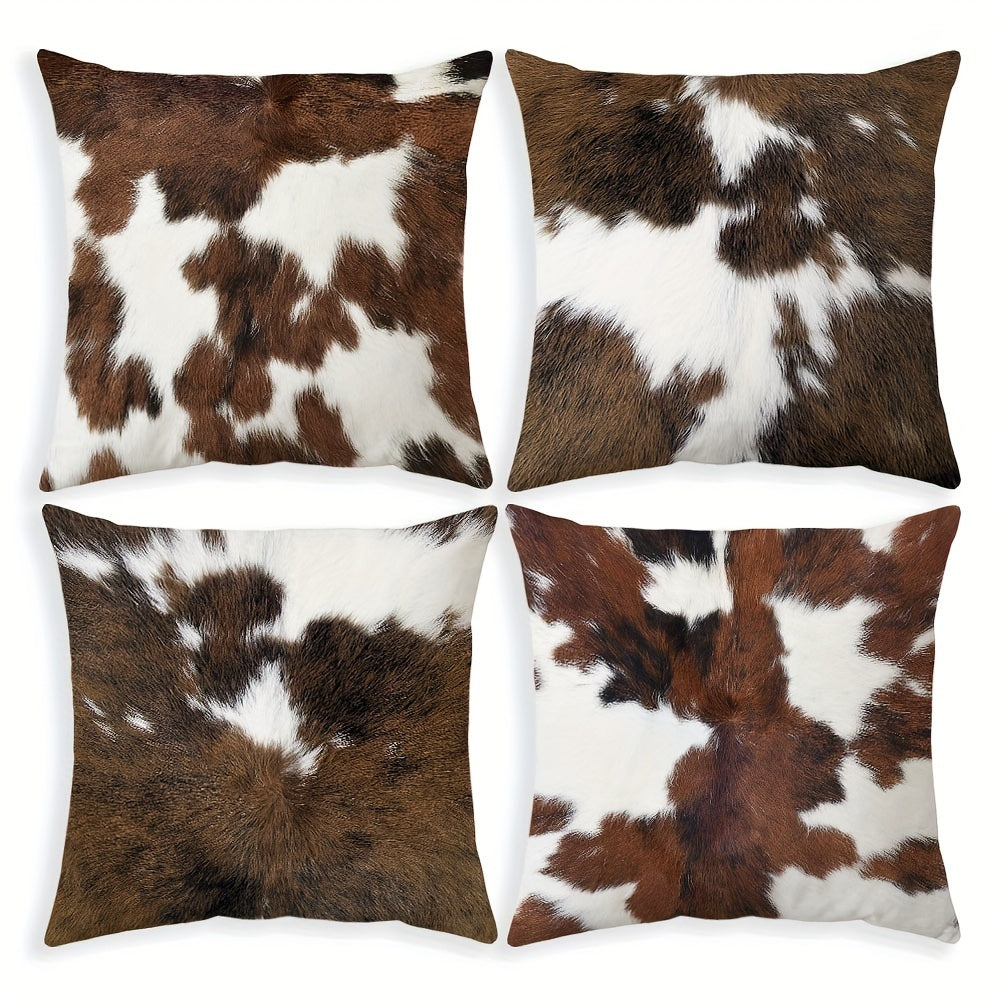 TEMU Pack Of 4 Animal Fur Printed Throw Pillowcases Pillow Covers Living Room Decor Office Decor Farmhouse Decor