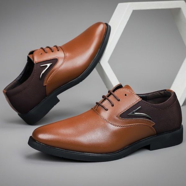 Men Fashion Leather Oxford Classic Style Dress Shoes White Brown Beige Mahogany Lace Up Formal Business Shoes