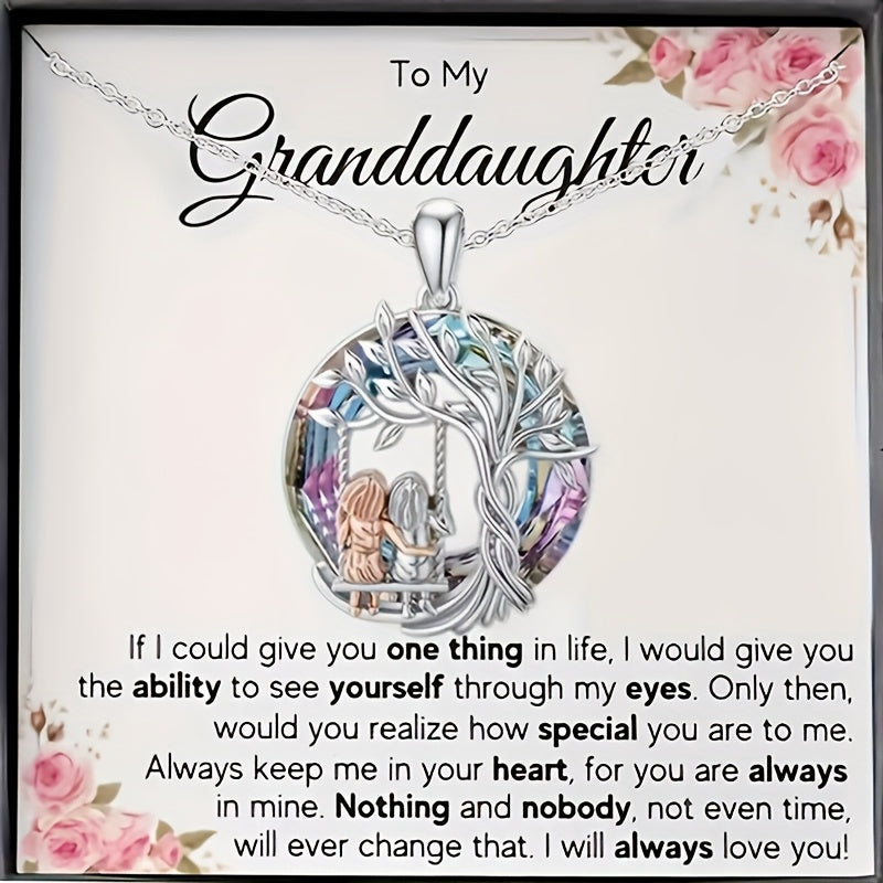 TEMU For My Granddaughter, Hollow Out Sisters Of Of Life Swinging Pendant Necklace And Card Jewelry Accessories Birthday Gift