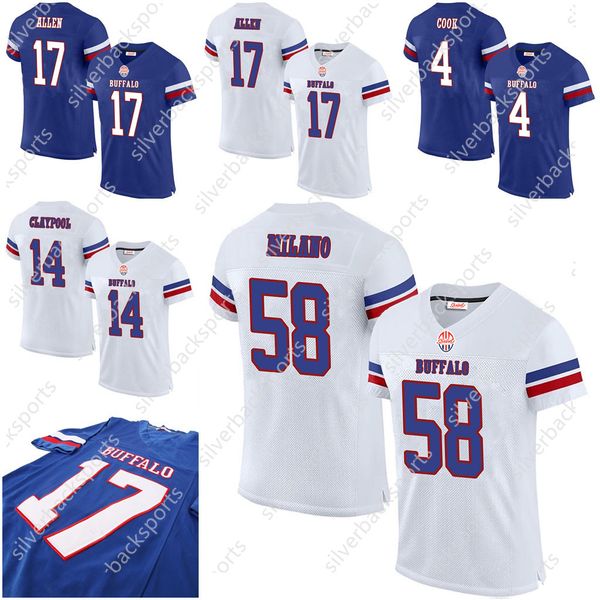 Mens-Youth Shxinet Custom Football Jerseys Keon Dalton Kincaid Allen Damar Ham Dawson Knox Jim Kelly Buffelo Bils Jersey