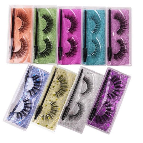 New Hot Seller Colorful Thick Natural False Eyelashes with Lashes Brush Handmade Fake Lashes Eye Makeup Accessories ZZ