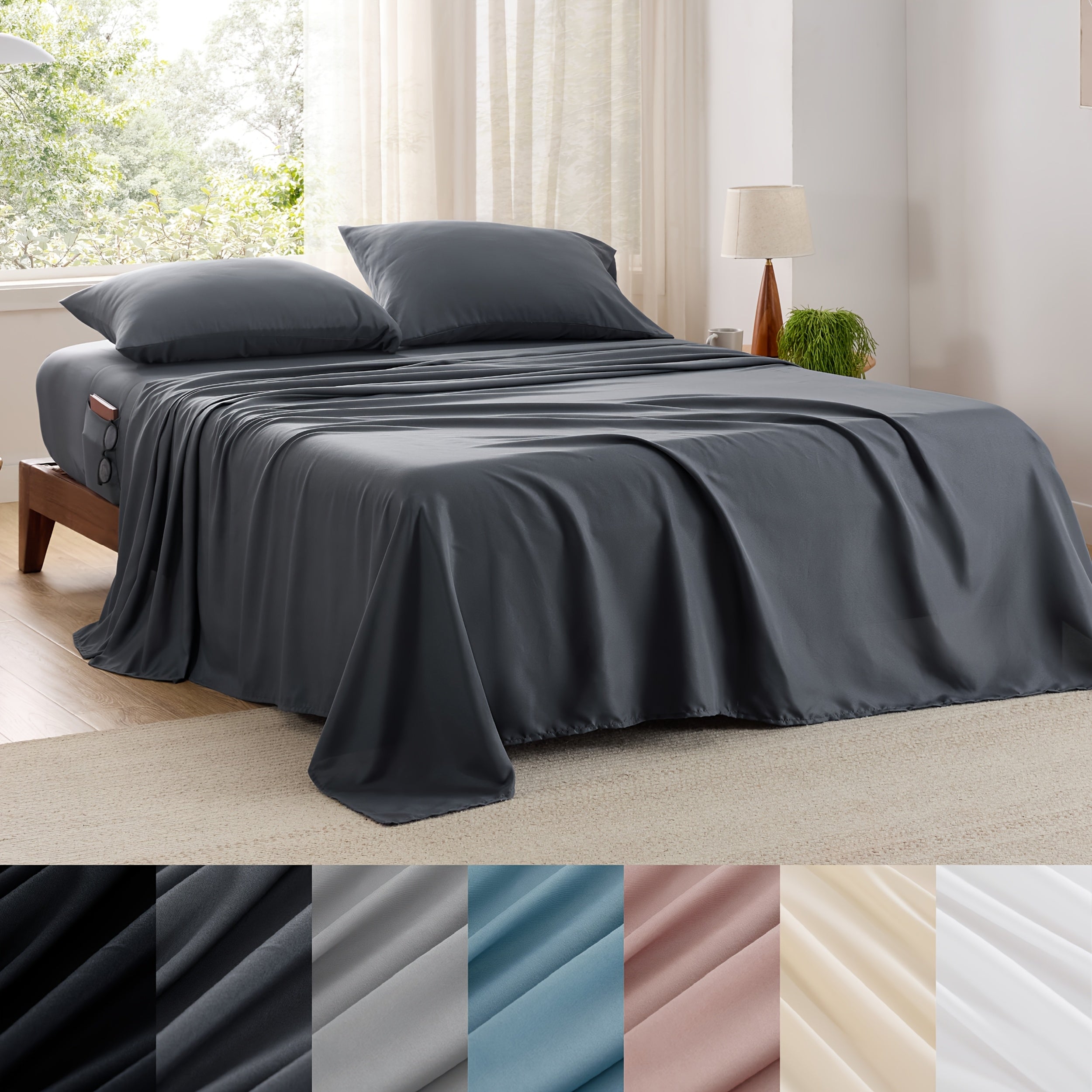 TEMU Cozy Comforter 3pcs-4pcs Sheet Sets With Side Pocket - Soft Sheets For Bed, Hotel Bedding Sheets Cal King, 1or2 Pillowcases, 1 Flat Sheet And 1