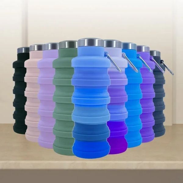 portable silicone water bottle with retractable folding coffee bottle E outdoor travel tool with sports bottle 240806